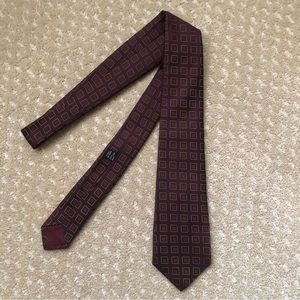 Kiton Eggplant Plum Purple Abstract Square Silk Printed tie, 3.5” Width
